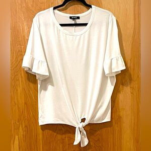 Wild Fable White Tie-Front Blouse with Ruffle Sleeves